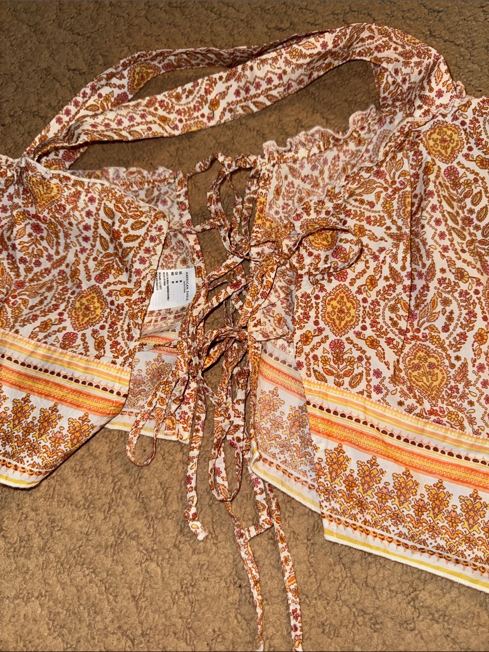 American Eagle Boho Side Tie Cropped Tank Top - Picture 6 of 6